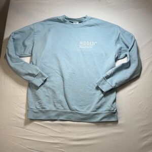 Hidden NY Crewneck Sweatshirt Past Present Future Blue Mens Medium Made in USA